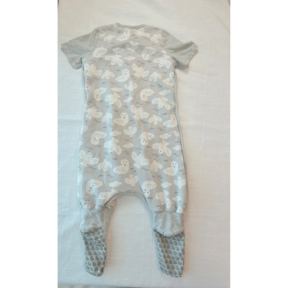 Love To Dream Sleep Suit Kids 12-24M Grey Excellent Bird Print Organic Cotton